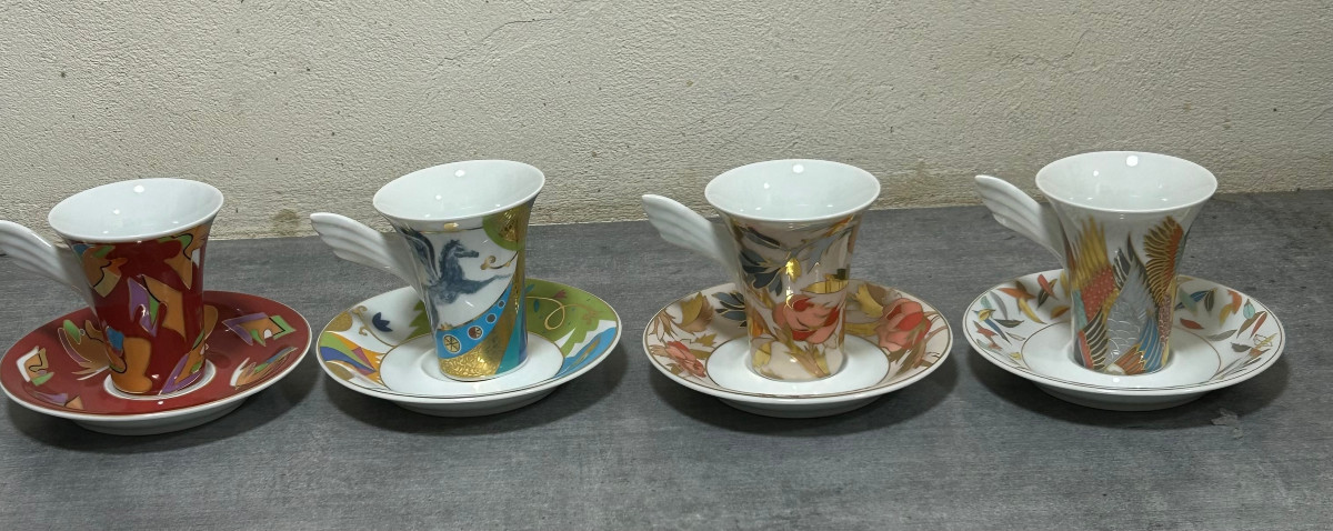 4 Espresso Cups And Saucers By Yves Galgon For Rosenthal Studio Linie