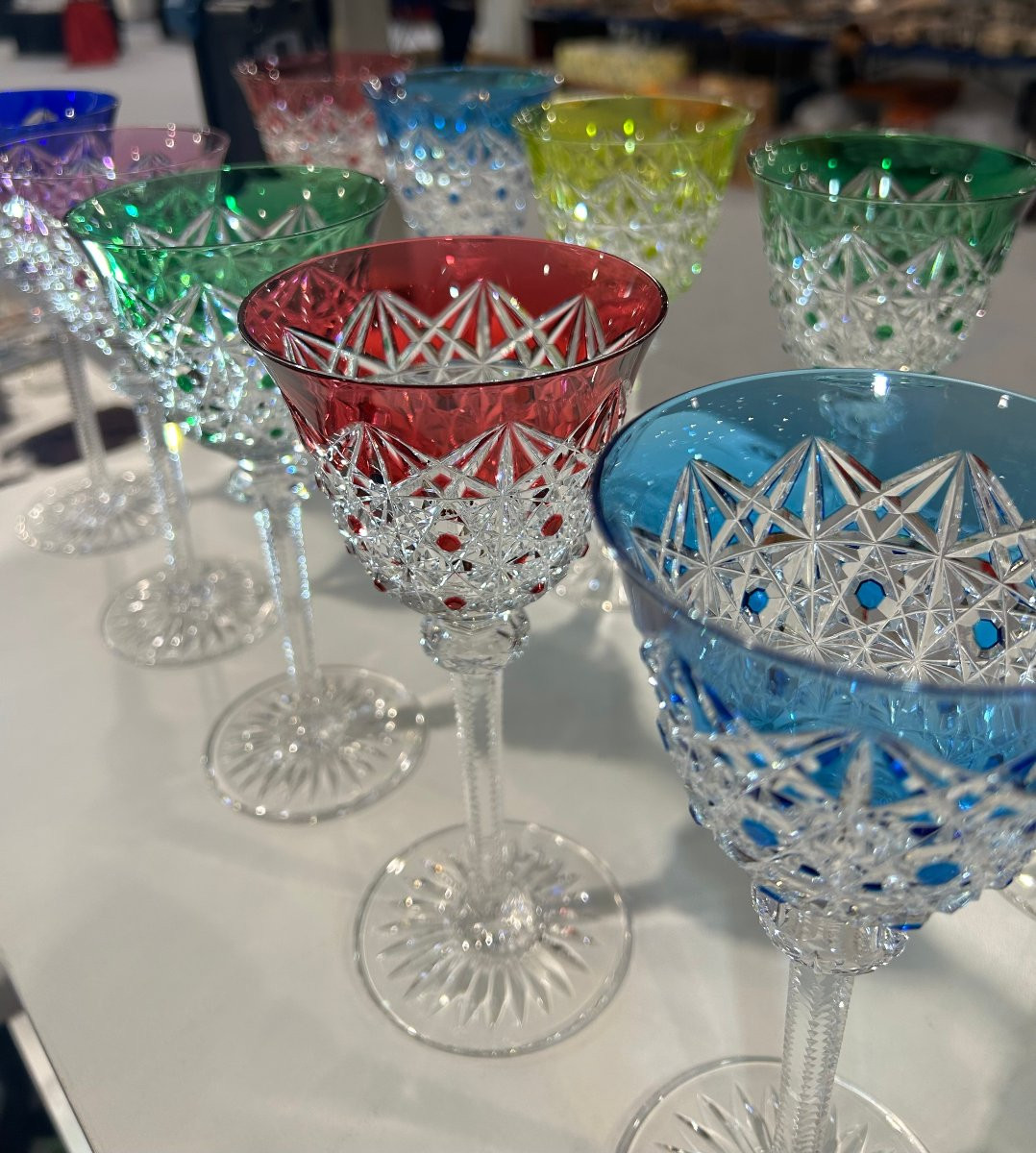 12 grands verres de couleur cristal Saint Louis modèle Roemer-photo-2