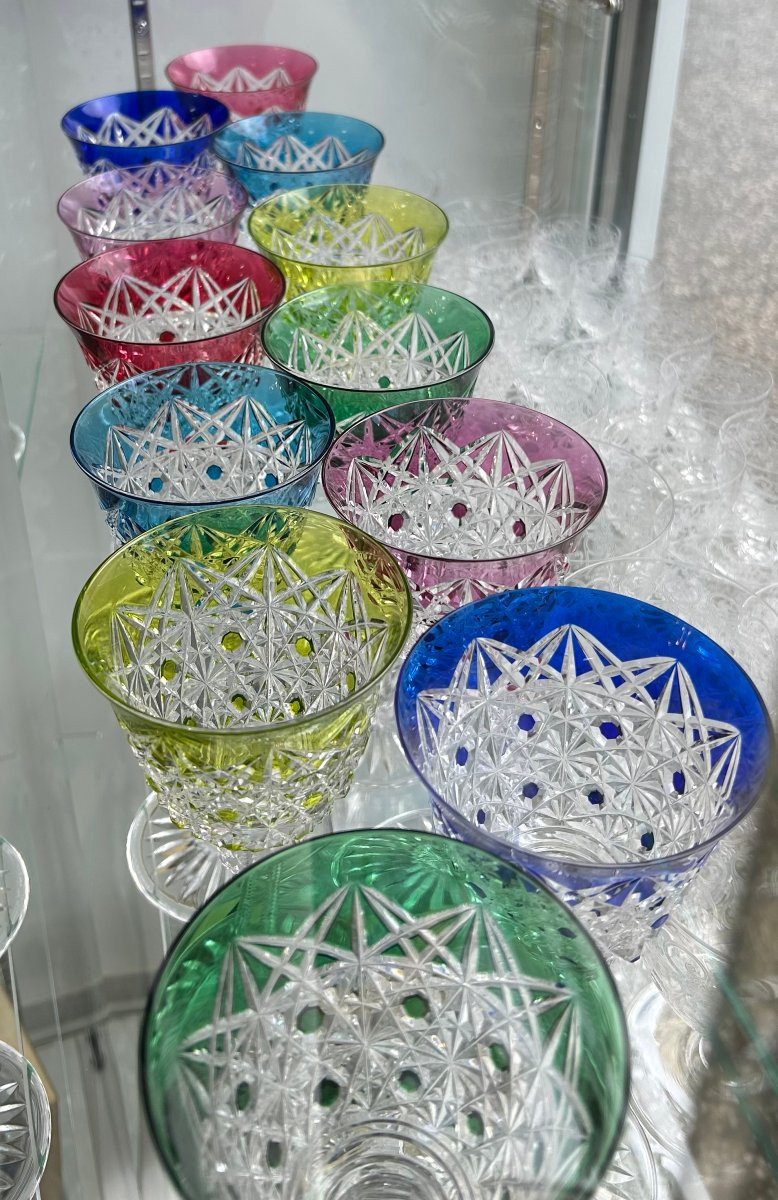 12 grands verres de couleur cristal Saint Louis modèle Roemer-photo-3