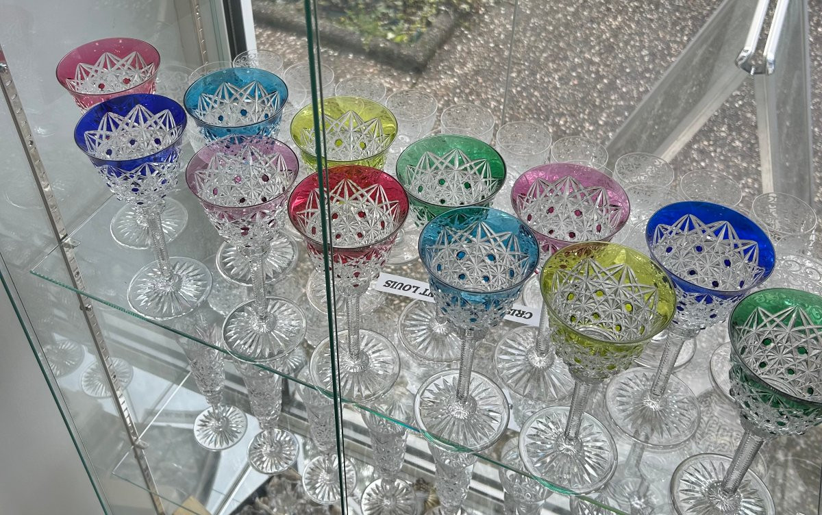 12 grands verres de couleur cristal Saint Louis modèle Roemer-photo-4