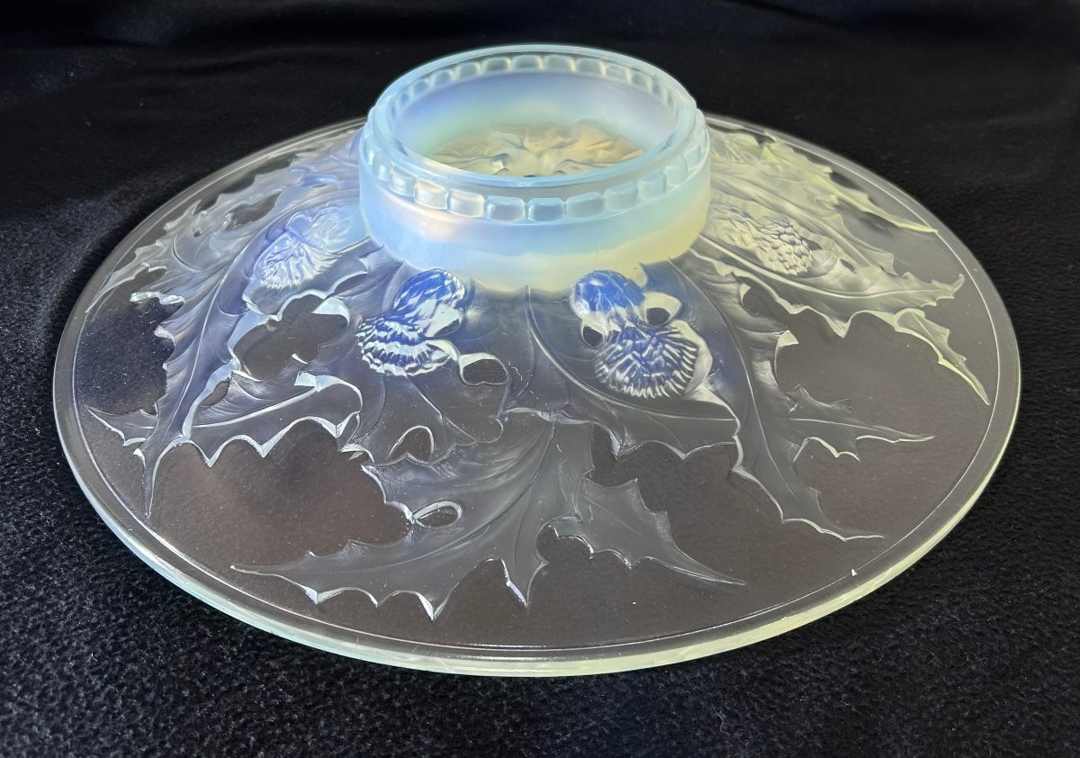 Large Sabino Paris Fruit Bowl On A Stand With Opalescent Thistle Decoration-photo-4