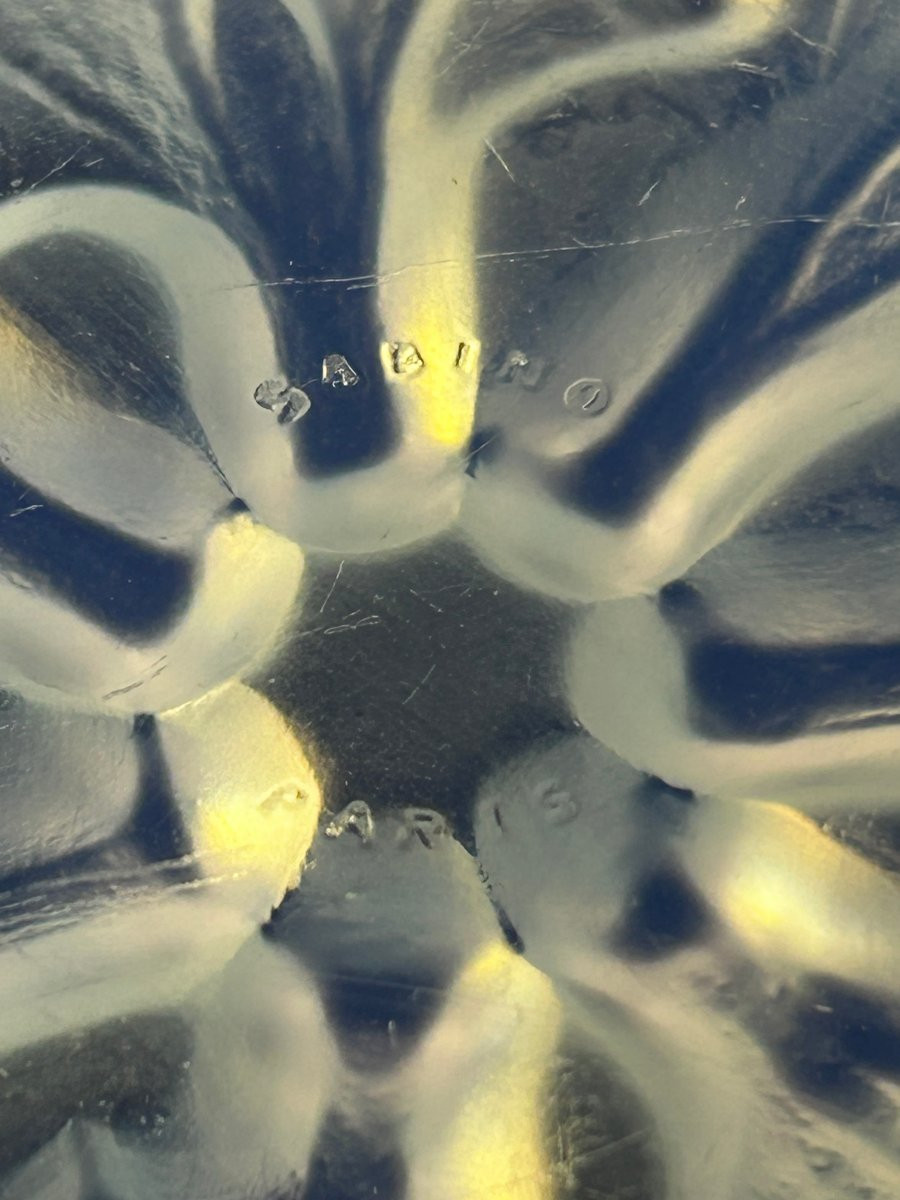 Large Sabino Paris Fruit Bowl On A Stand With Opalescent Thistle Decoration-photo-3