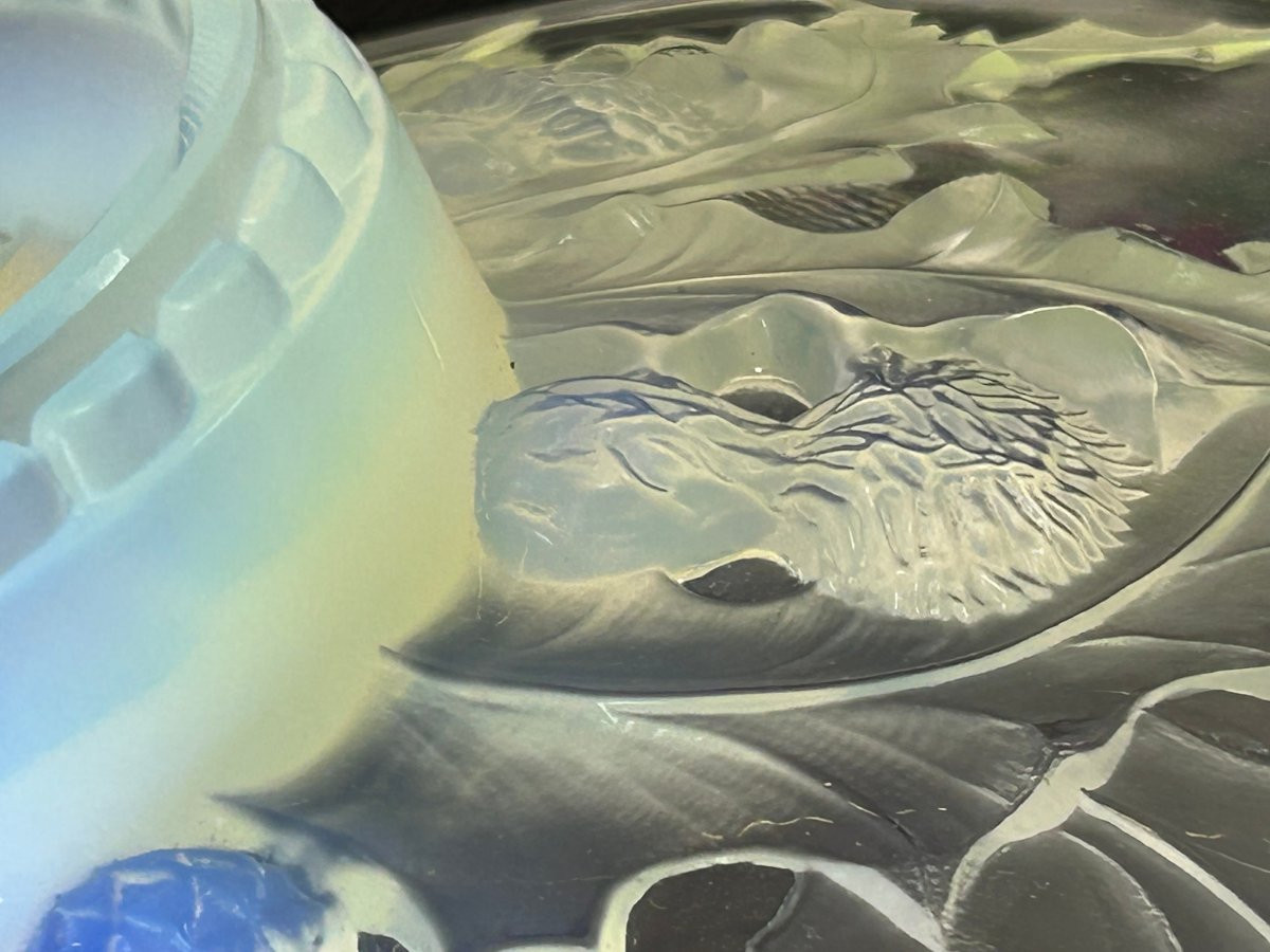 Large Sabino Paris Fruit Bowl On A Stand With Opalescent Thistle Decoration-photo-4