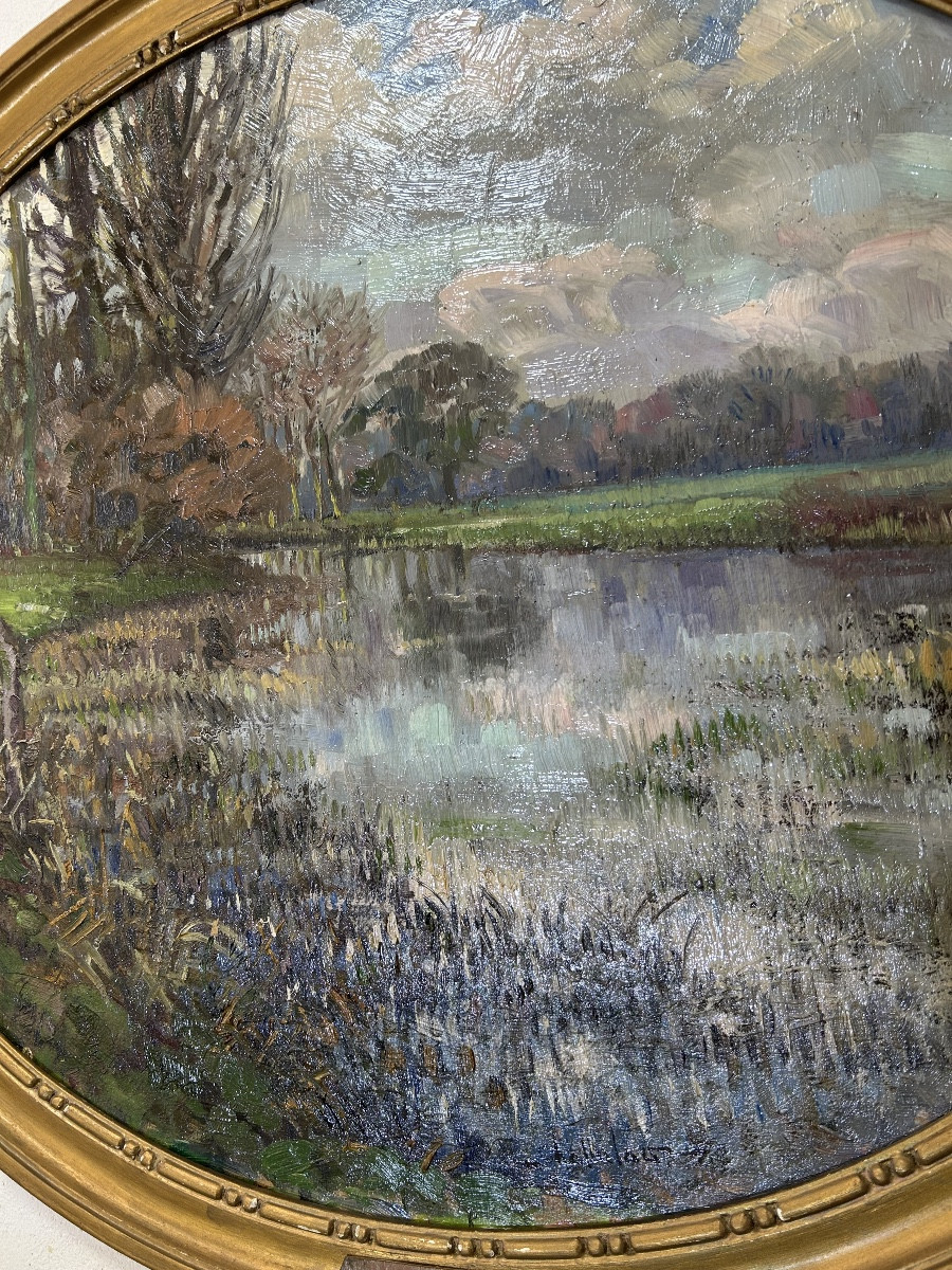 Oil On Cardboard By Marcel Henri émile Challulau (1887-1982)-photo-2