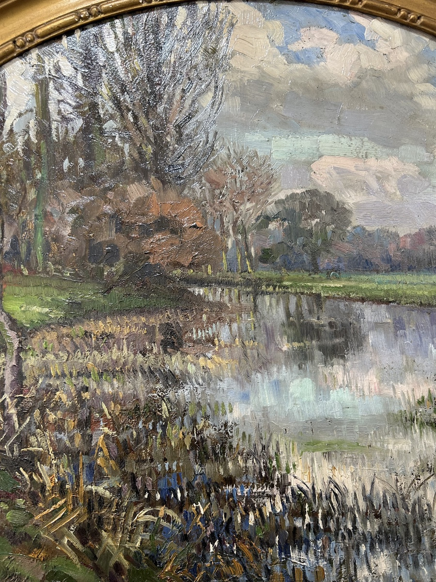 Oil On Cardboard By Marcel Henri émile Challulau (1887-1982)-photo-4