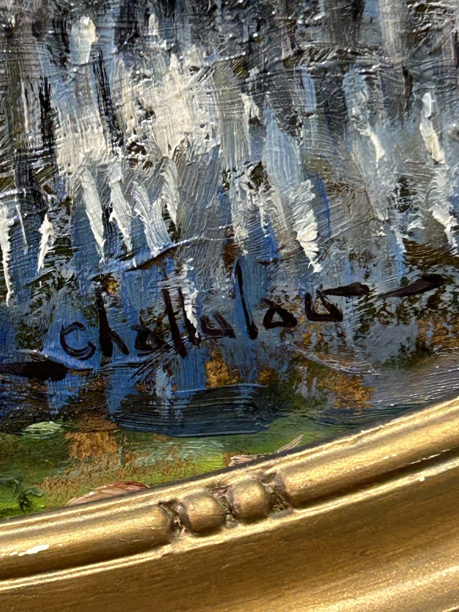 Oil On Cardboard By Marcel Henri émile Challulau (1887-1982)-photo-1