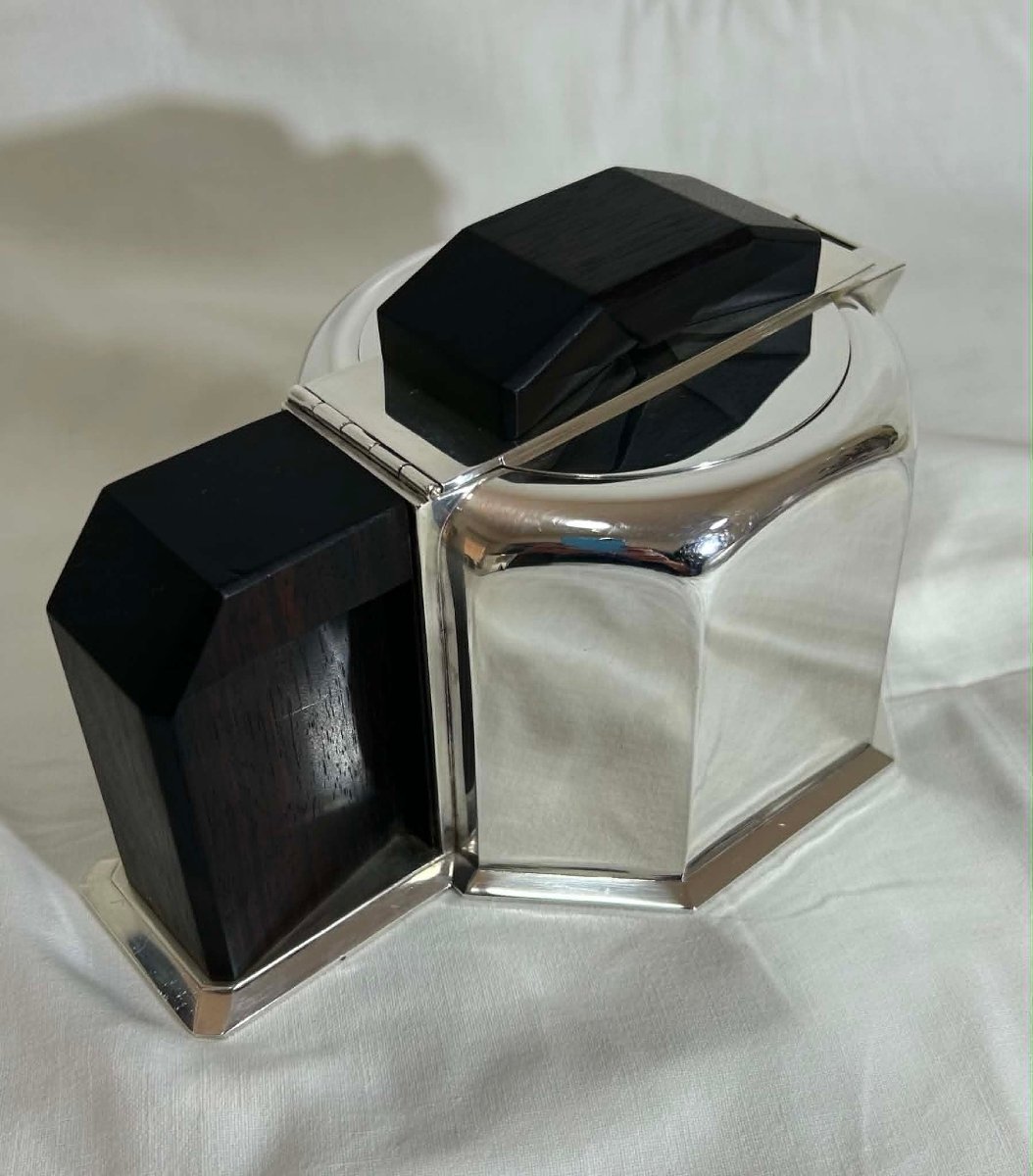 Art Deco Period Solid Silver Coffee And Tea Service, Henri Lapparra Paris Silversmith.-photo-3