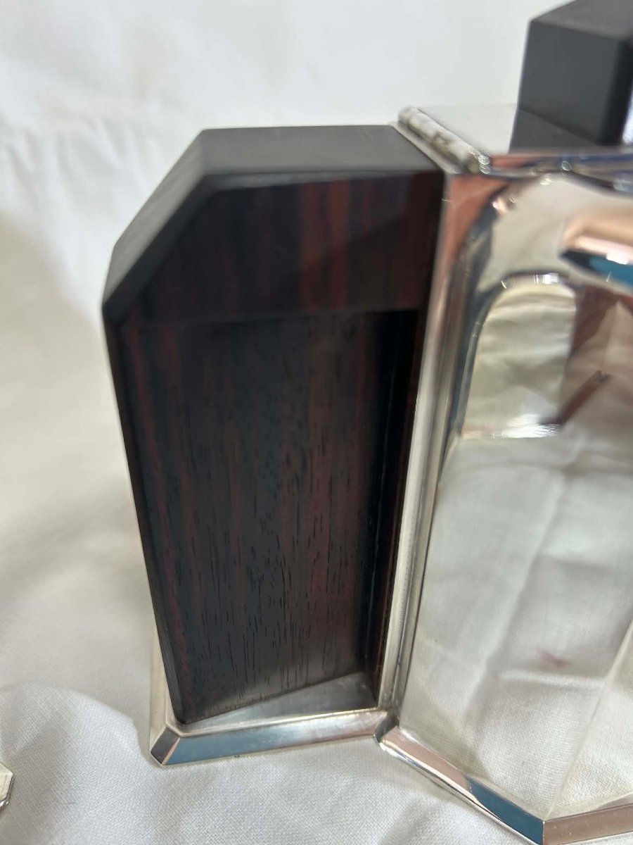 Art Deco Period Solid Silver Coffee And Tea Service, Henri Lapparra Paris Silversmith.-photo-2