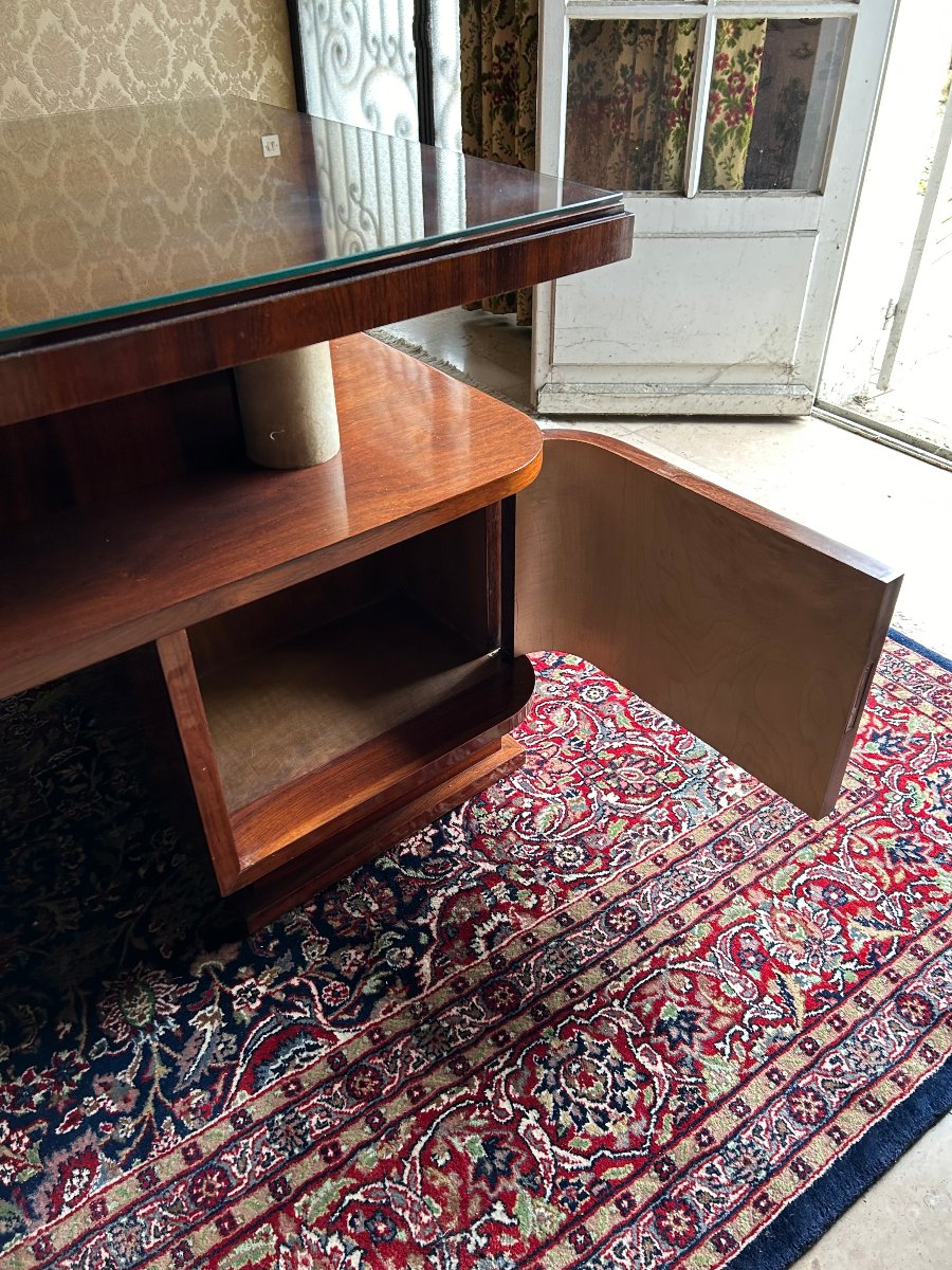 Bureau à double caisson en plaquage de palissandre Art déco années 30-40-photo-3