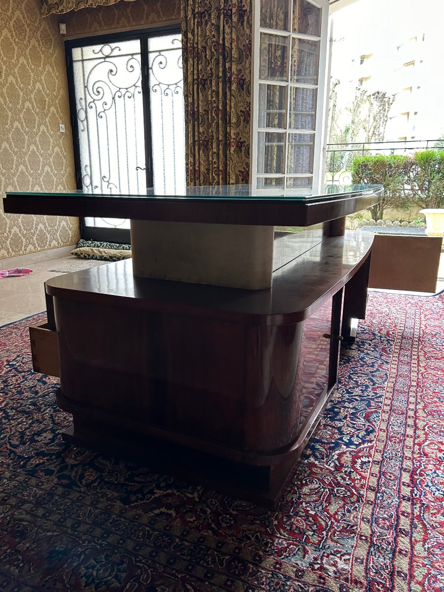 Bureau à double caisson en plaquage de palissandre Art déco années 30-40-photo-4