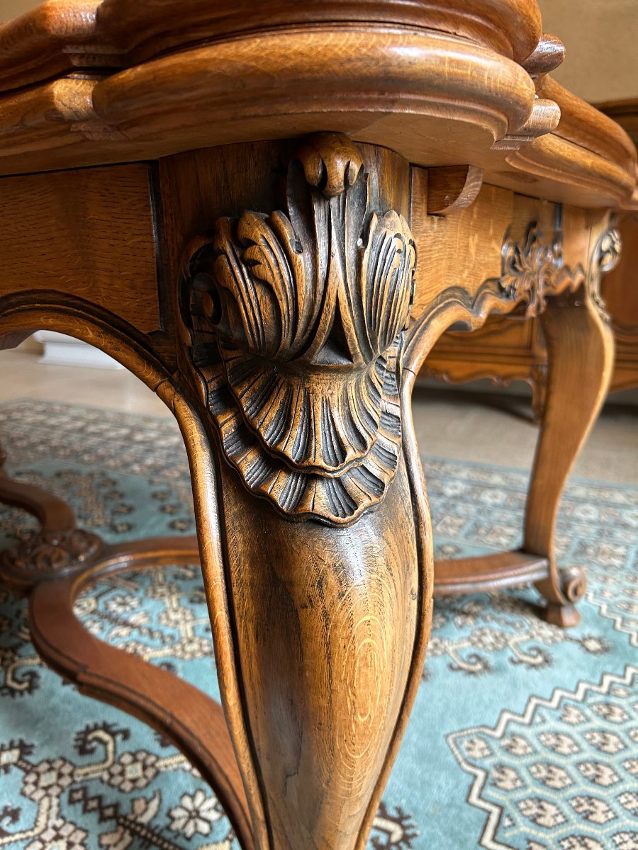 Salle à manger complète style Louis XV en chêne (buffet table et 6 chaises)-photo-4