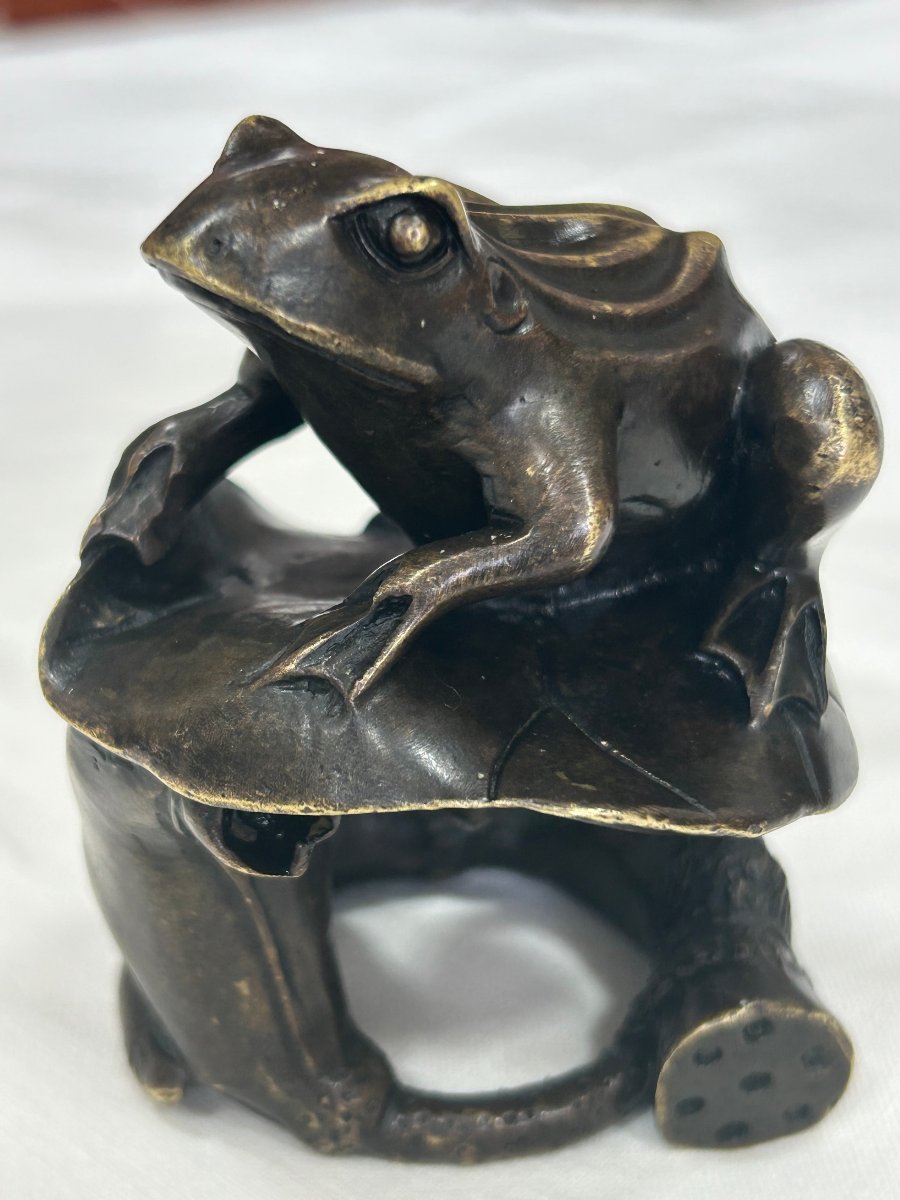 Okimono en bronze à  patine brun japon vers 1920-photo-2