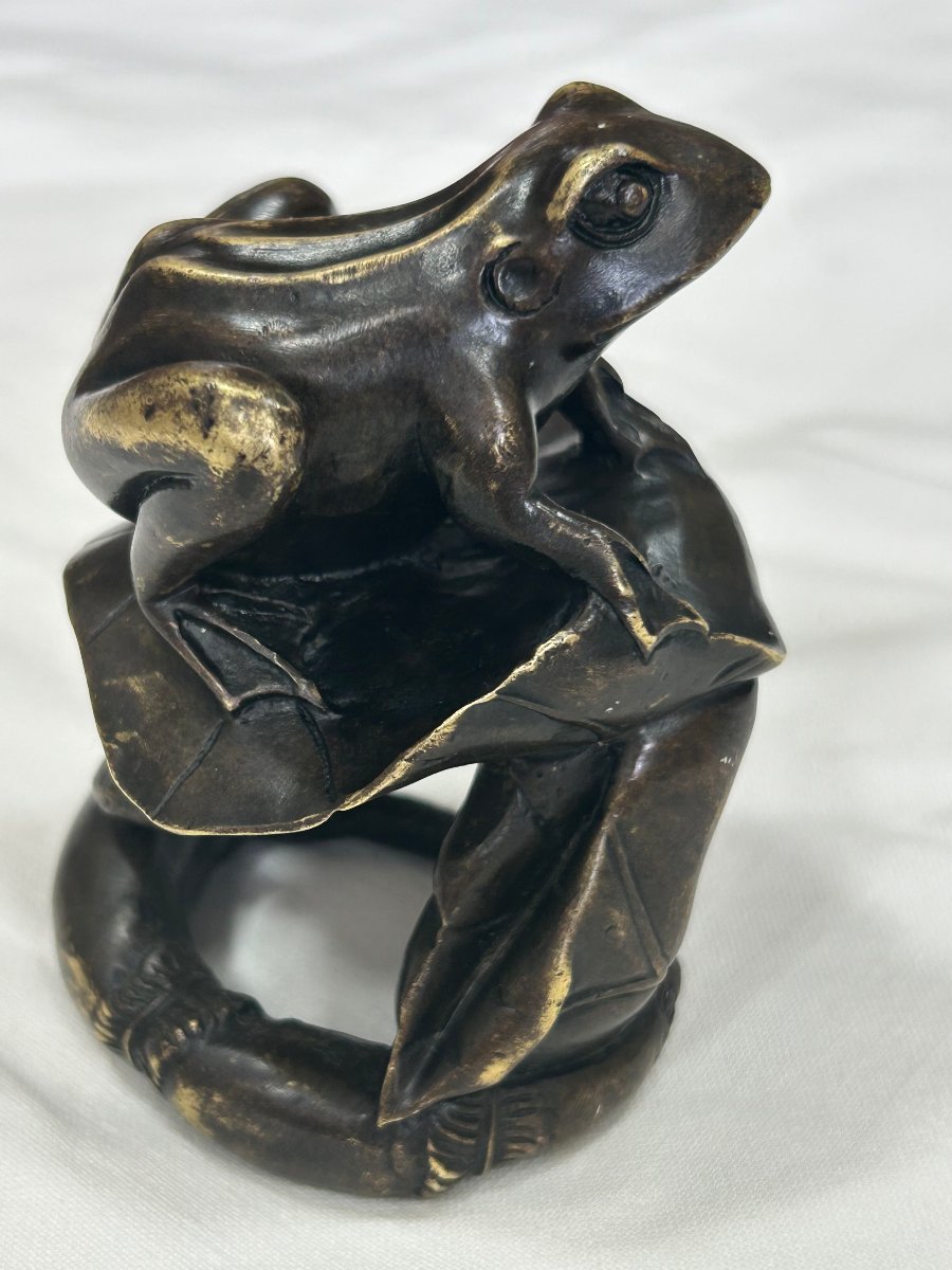 Okimono en bronze à  patine brun japon vers 1920-photo-3