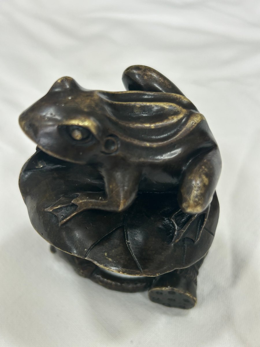 Okimono en bronze à  patine brun japon vers 1920-photo-4