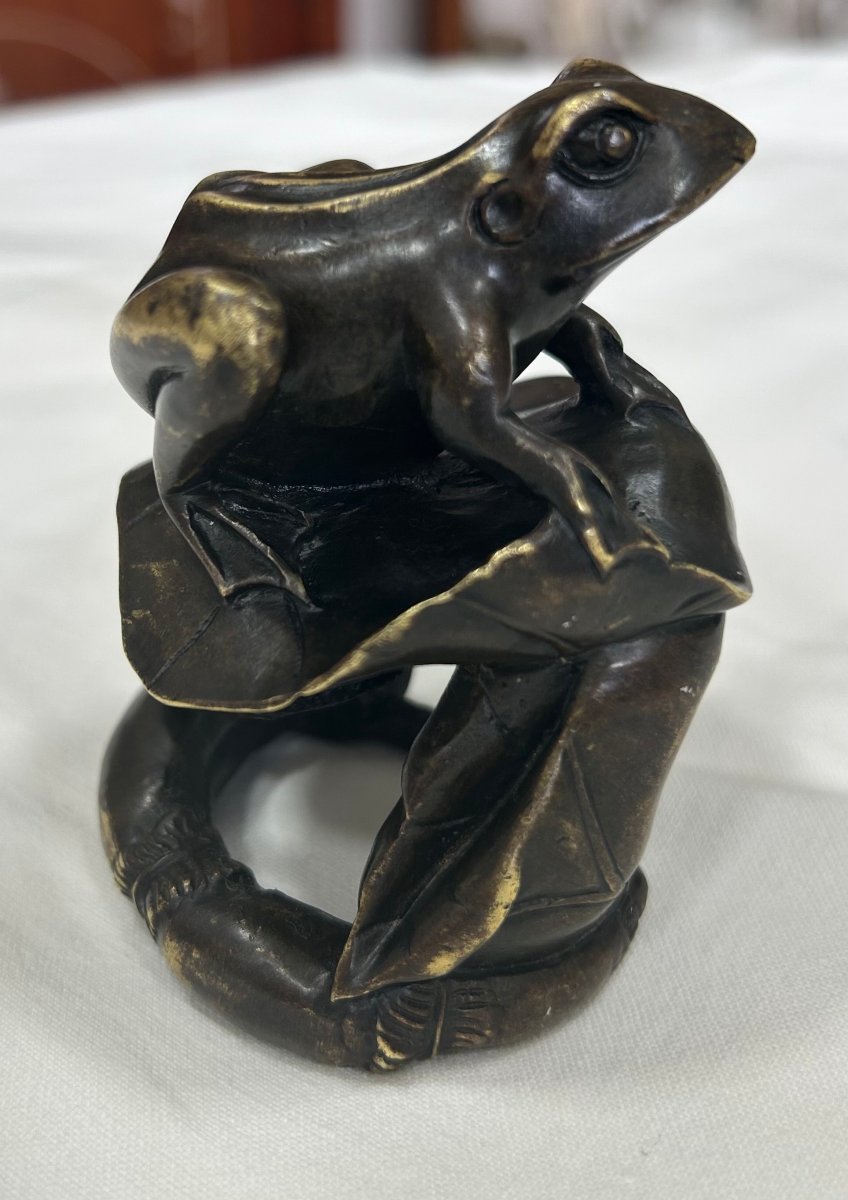 Okimono en bronze à  patine brun japon vers 1920