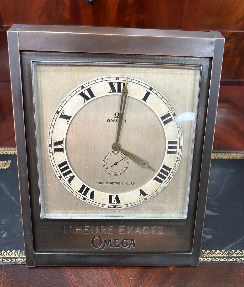 Art Deco Omega Bronze Table Clock, 1930s (omega "exact Time") -photo-1