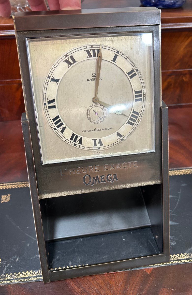 Art Deco Omega Bronze Table Clock, 1930s (omega "exact Time") -photo-3