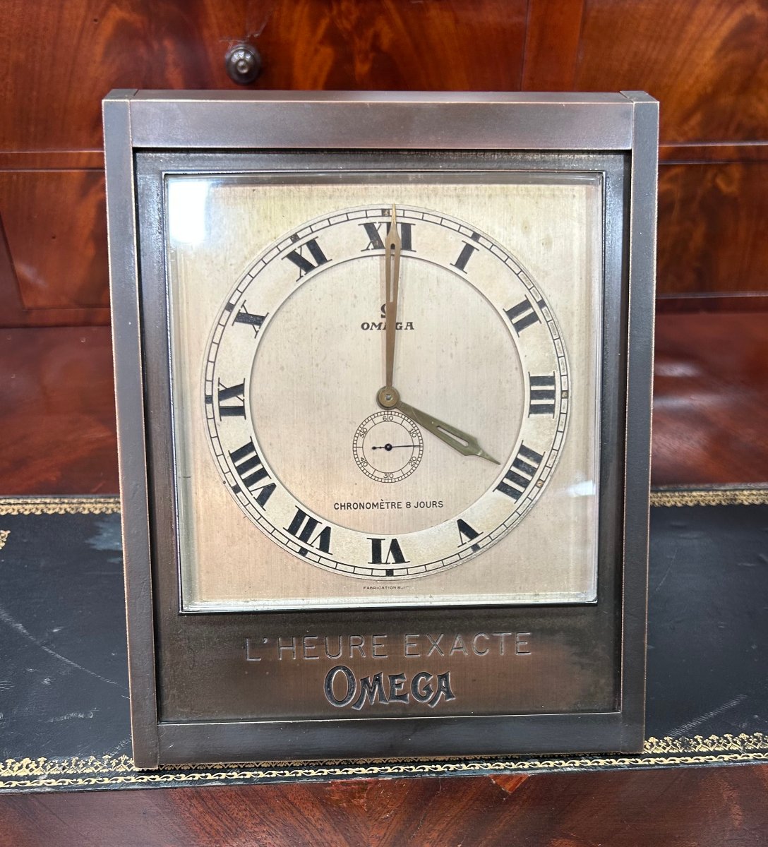 Art Deco Omega Bronze Table Clock, 1930s (omega "exact Time") 