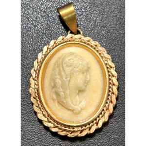 Very Nice Cameo Pendant In Hard Stone Late 19th