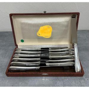 Coffret Douze Couteaux Métal Argenté Et Lame Inox