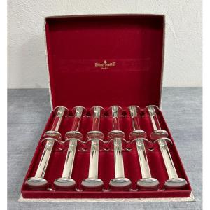 Coffret De 12 Porte-couteaux De Table En Métal Argenté De l'Orfèvre Parisien Ravinet d'Enfert