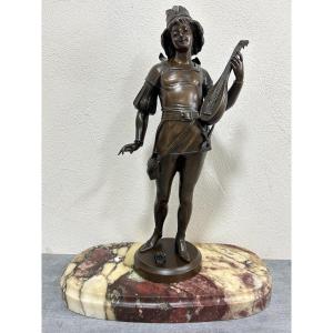 Bronze d'Henri Giraud 1805-1895, Napolitain Joueur De Mandoline