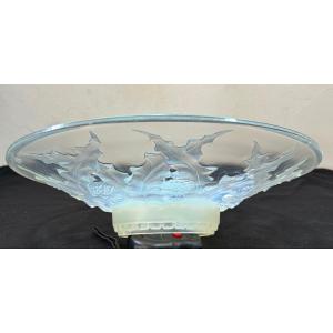 Grande coupe à fruits sur pied Sabino Paris au décor de chardons opalescent