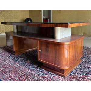 Art Deco Double-drawer Desk With Rosewood Veneer, 1930s–1940s