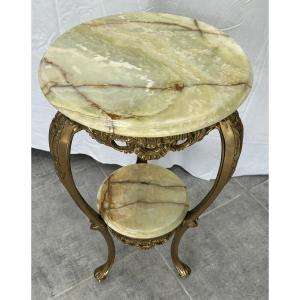 Louis XV-style Bronze Chair With An Onyx Seat From The 1970s
