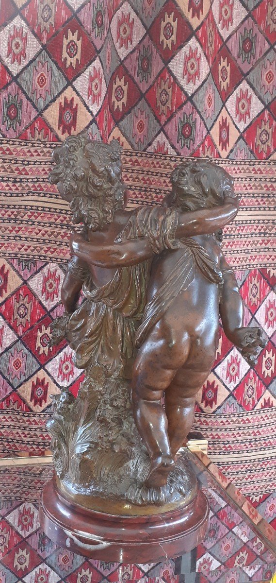 Sculpture couple d enfants en regule-photo-2