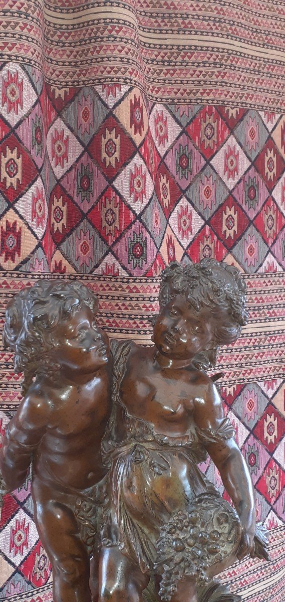 Sculpture couple d enfants en regule-photo-4
