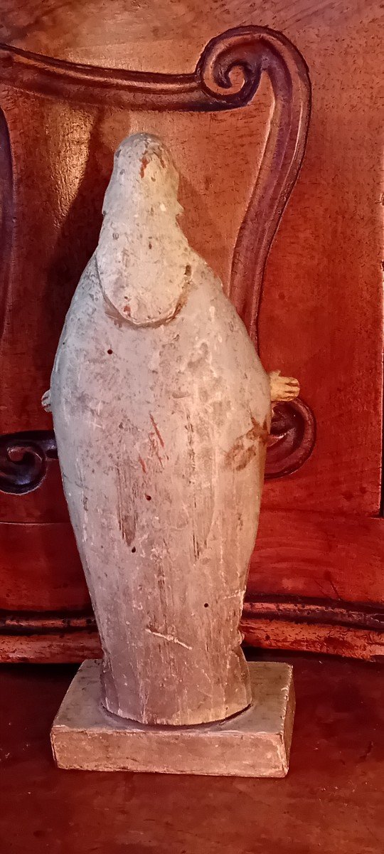 Polychrome Virgin Wooden Statuette-photo-4
