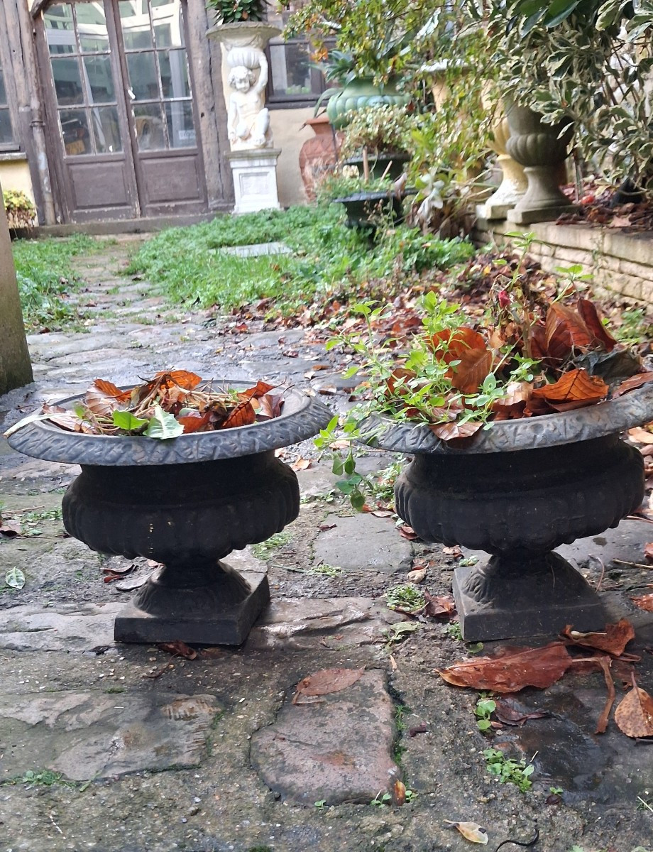 Pair Of Cast Iron Garden Planters