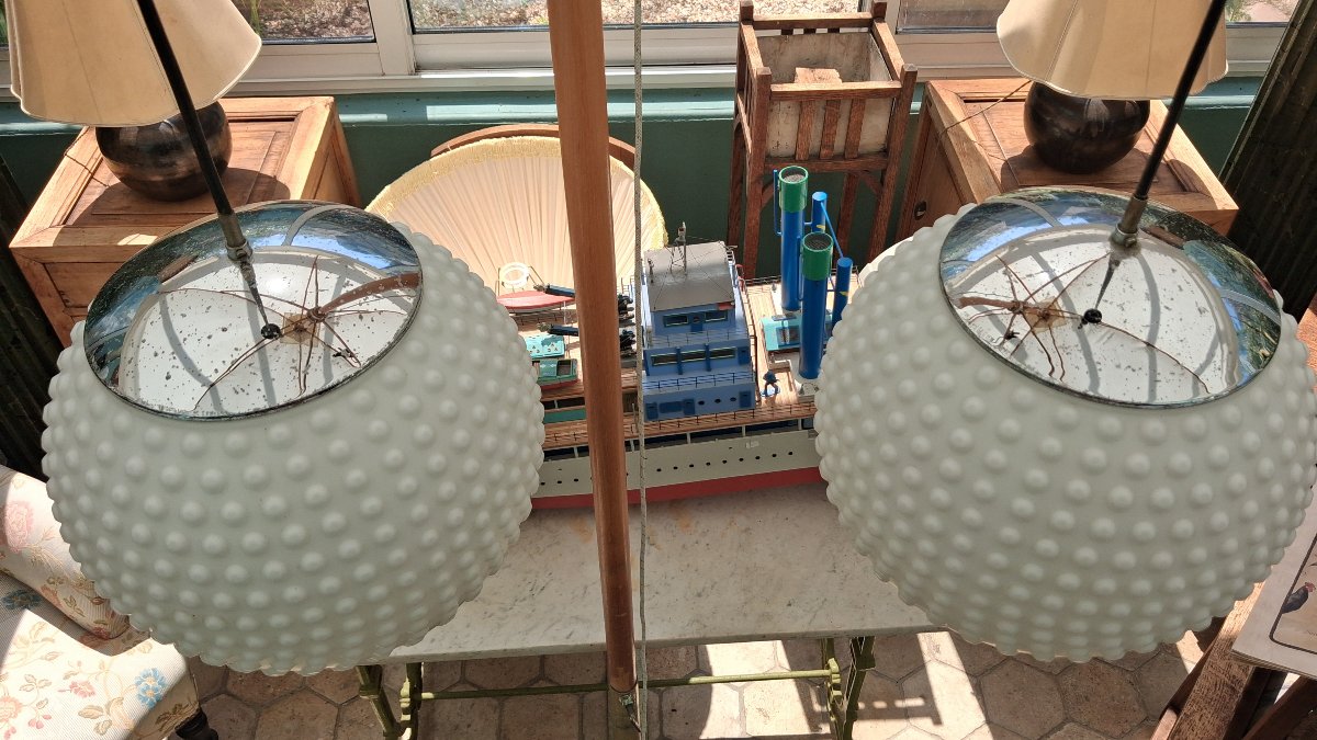 Pair Of 1970s-era Chandelier Pendants-photo-3
