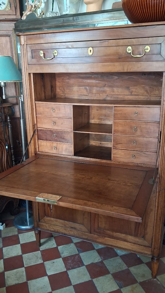 Secrétaire louis XVI en bois fruitier 18ème -photo-2