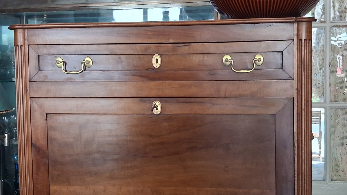 Secrétaire louis XVI en bois fruitier 18ème -photo-4