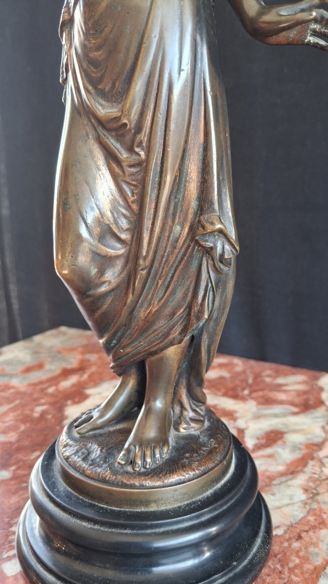 Bronze femme drapée à l antique 19ème -photo-3