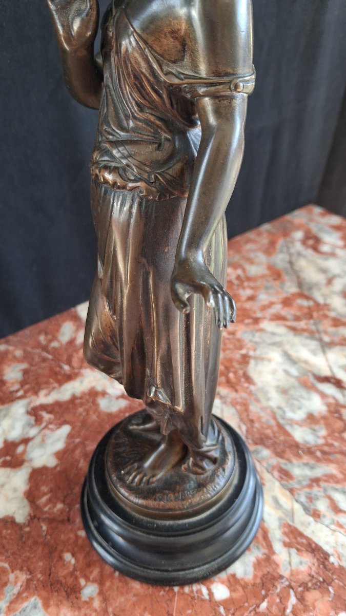 Bronze femme drapée à l antique 19ème -photo-4