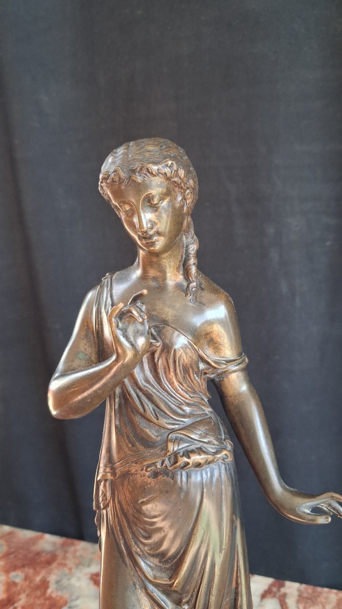 Bronze femme drapée à l antique 19ème -photo-6