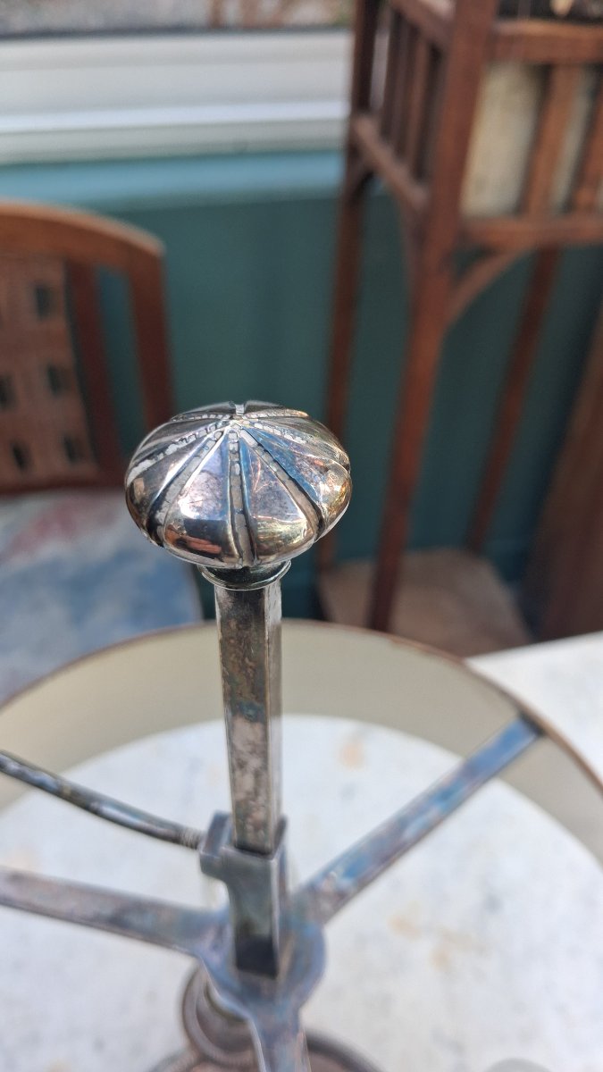 Lampe bouillotte en bronze argenté -photo-2