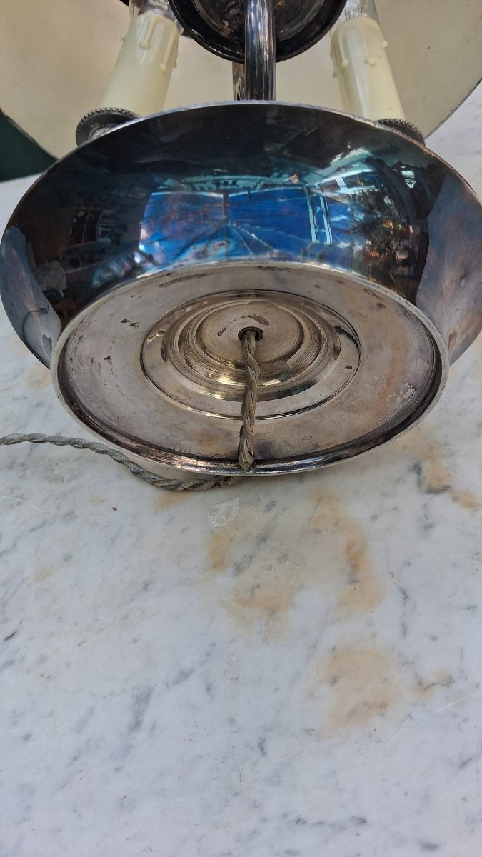 Lampe bouillotte en bronze argenté -photo-1