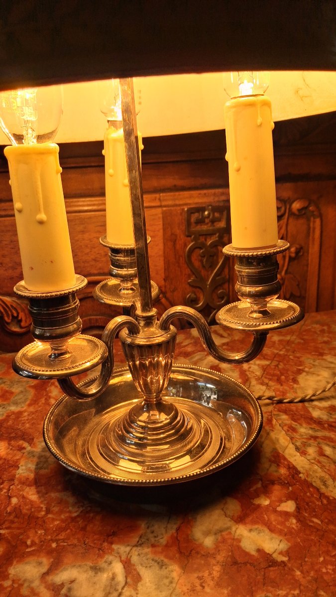 Lampe bouillotte en bronze argenté -photo-2