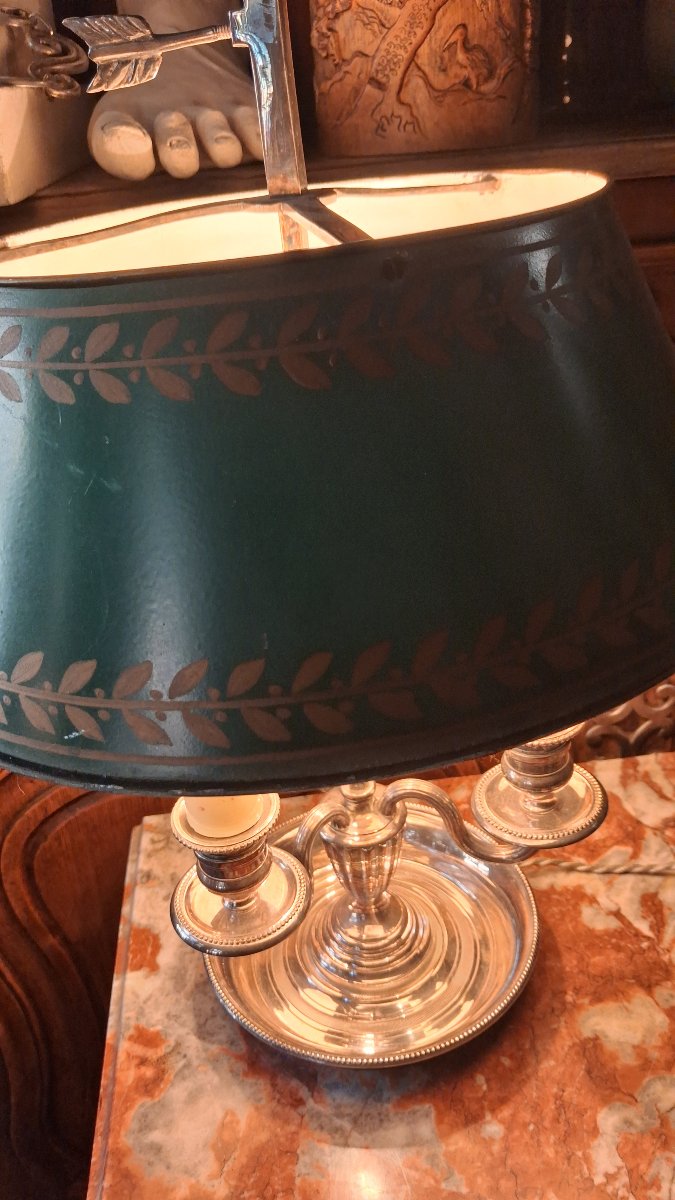 Lampe bouillotte en bronze argenté -photo-4
