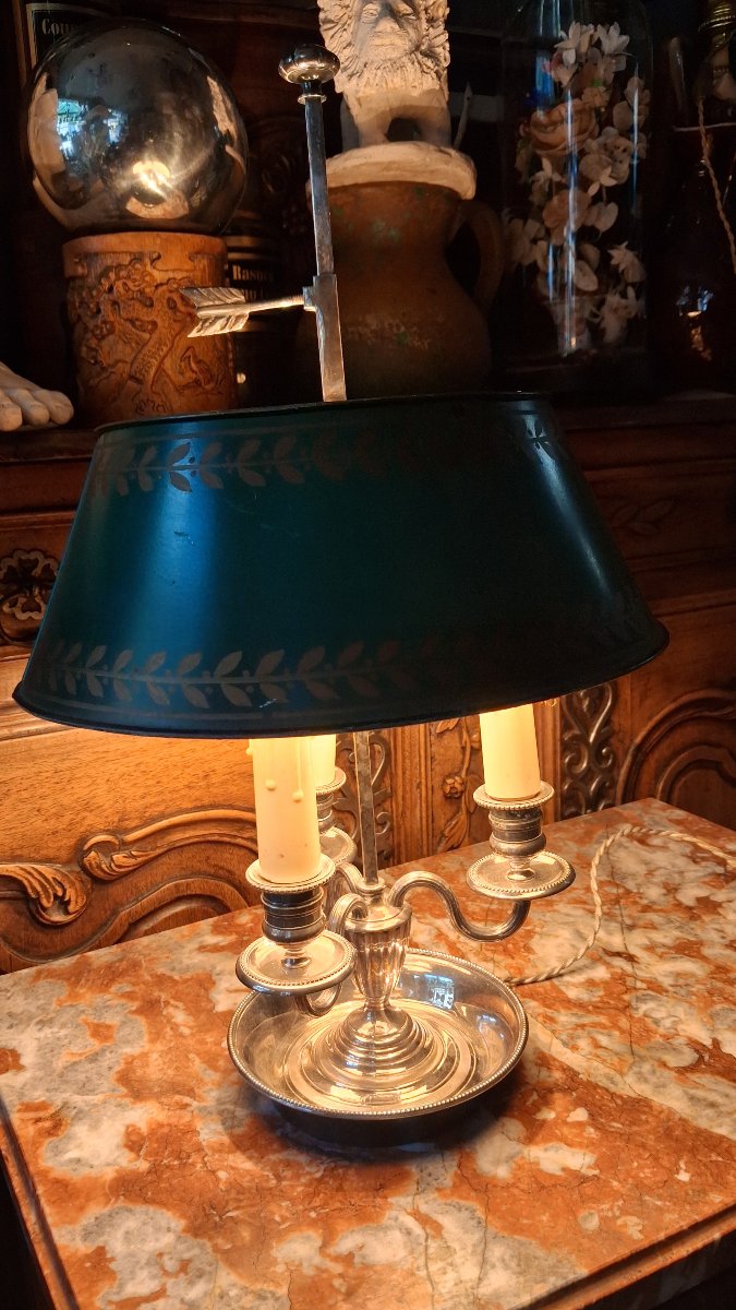 Lampe bouillotte en bronze argenté -photo-7