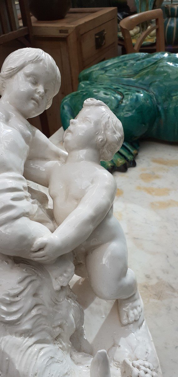 groupe de 2 putti et d une chèvre dans le gout de capodimonte-photo-3