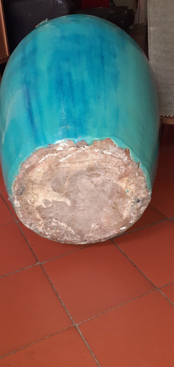 Large Flamed Sandstone Vase, Blue-photo-5