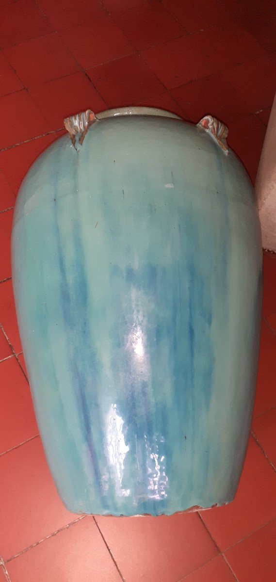 Large Flamed Sandstone Vase, Blue-photo-6