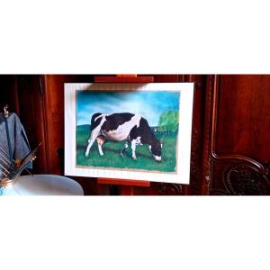 "cow Au Pré" Signed Catherine Faure