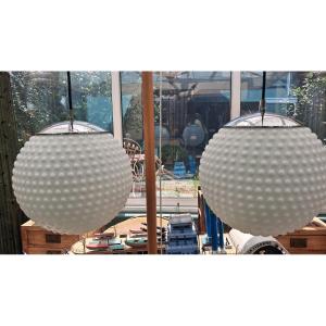 Paire de suspension lustre année 70