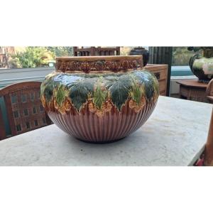 Grand cache pot décor feuilles de vigne
